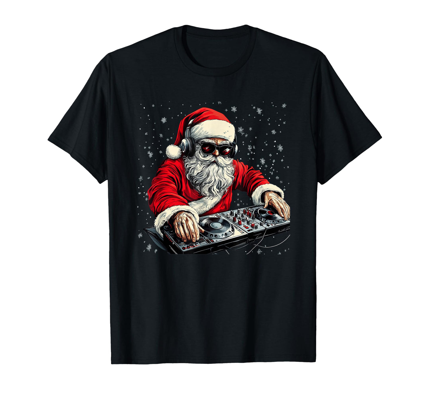 Funny Santa Claus Mixing Holiday Tunes for Christmas T-Shirt