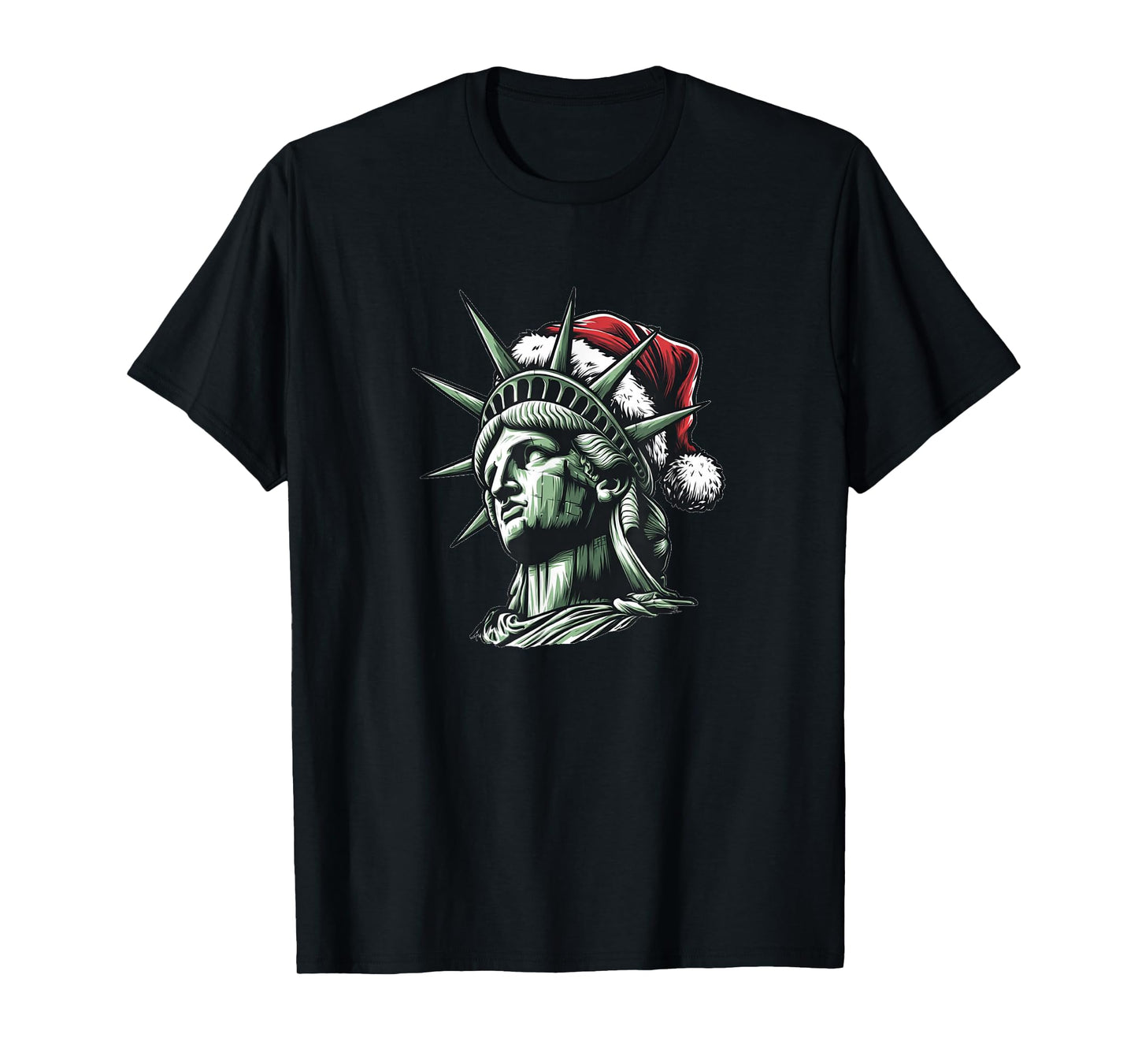 Xmas Liberty with Patriotic Santa Claus Hat Costume T-Shirt