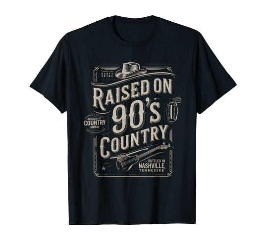 Raised on 90s Country Shirt Womens Music Cowgirl Cowboy T-Shirt