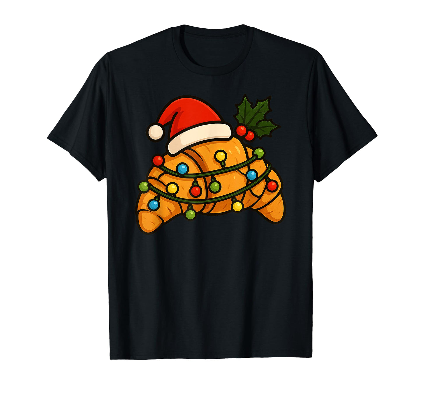 Croissant Merry Xmas Santa Hat Christmas Boys Girls Kids T-Shirt