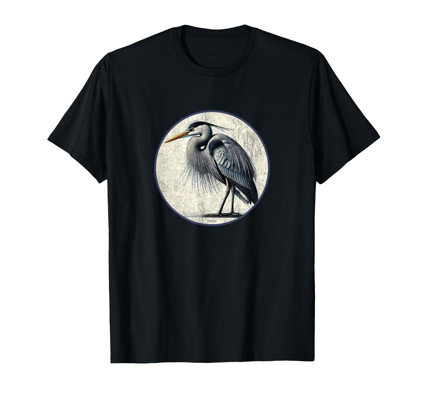 Colorful Retro Great Blue Heron Bird Design T-Shirt