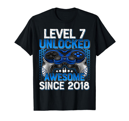 Level 7 Unlocked 7 Year Old Gifts For Boys 7th Birthday Boy T-Shirt