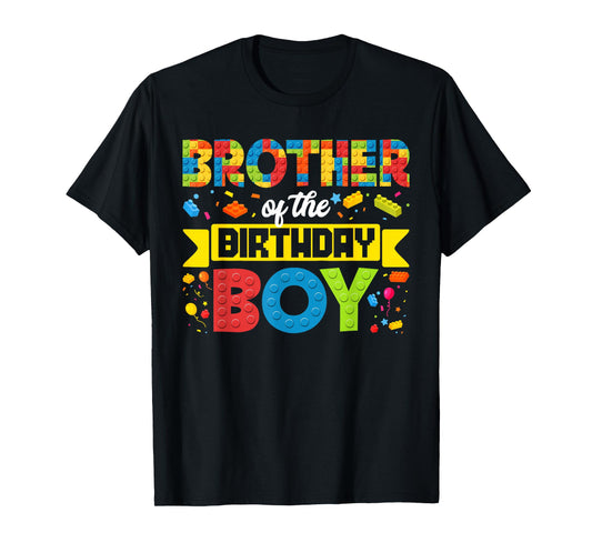 Brother Of The Birthday Boy Master Builder Building Blocks T-Shirt
