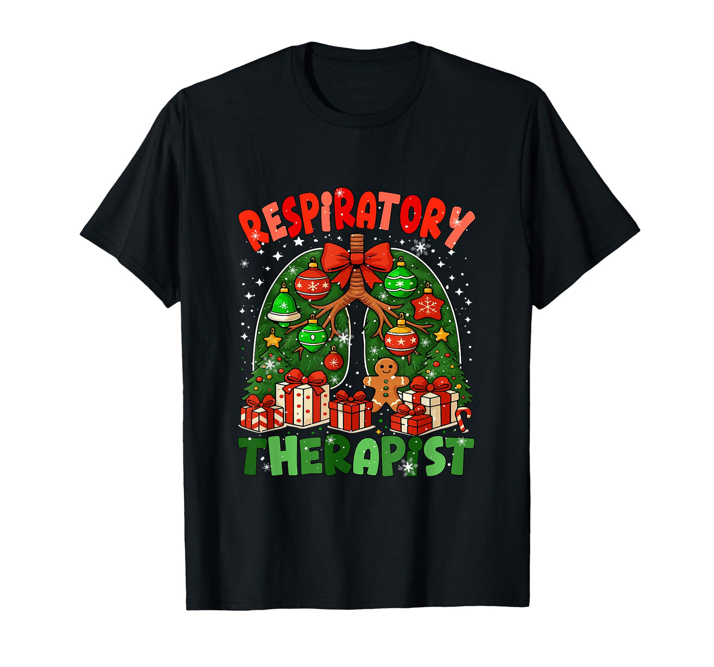 Respiratory Therapist Colorful Lung Christmas Tree Medical T-Shirt
