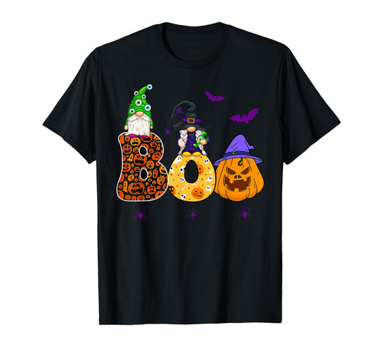Funny Boo Witch Gnome Pumpkins Happy Halloween Costume T-Shirt