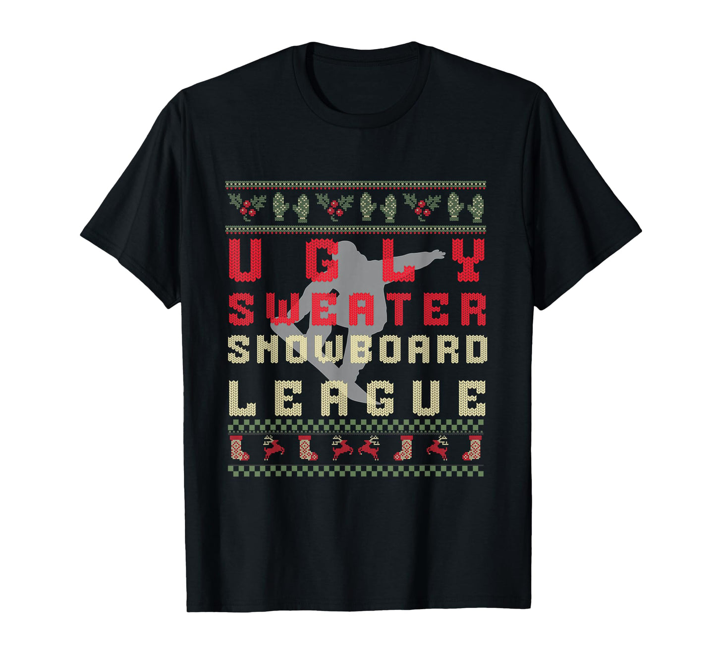 Ugly Christmas Snowboard T-Shirt – Funny Ugly Sweater Shirt T-Shirt