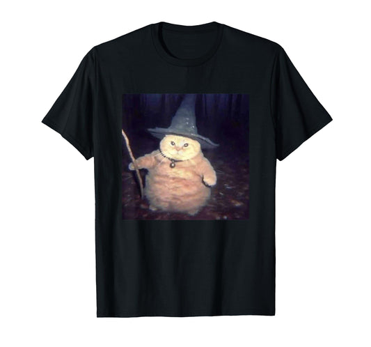 Vintage Witch Cat Peekaboo Halloween Funny Cat Meme Weird T-Shirt