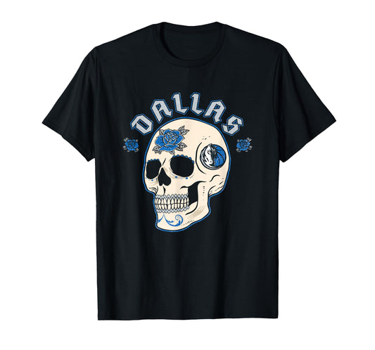 NBA Dallas Mavericks Halloween Floral Skull T-Shirt