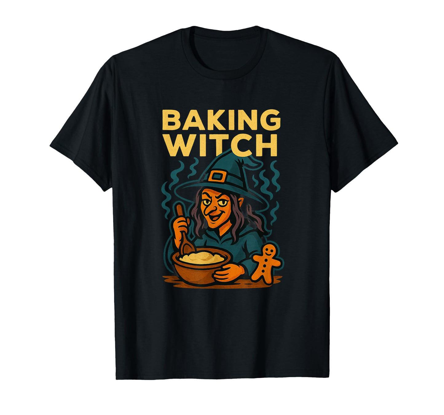 Baking Witch Cartoon Cauldron Cupcakes Pastries Halloween T-Shirt