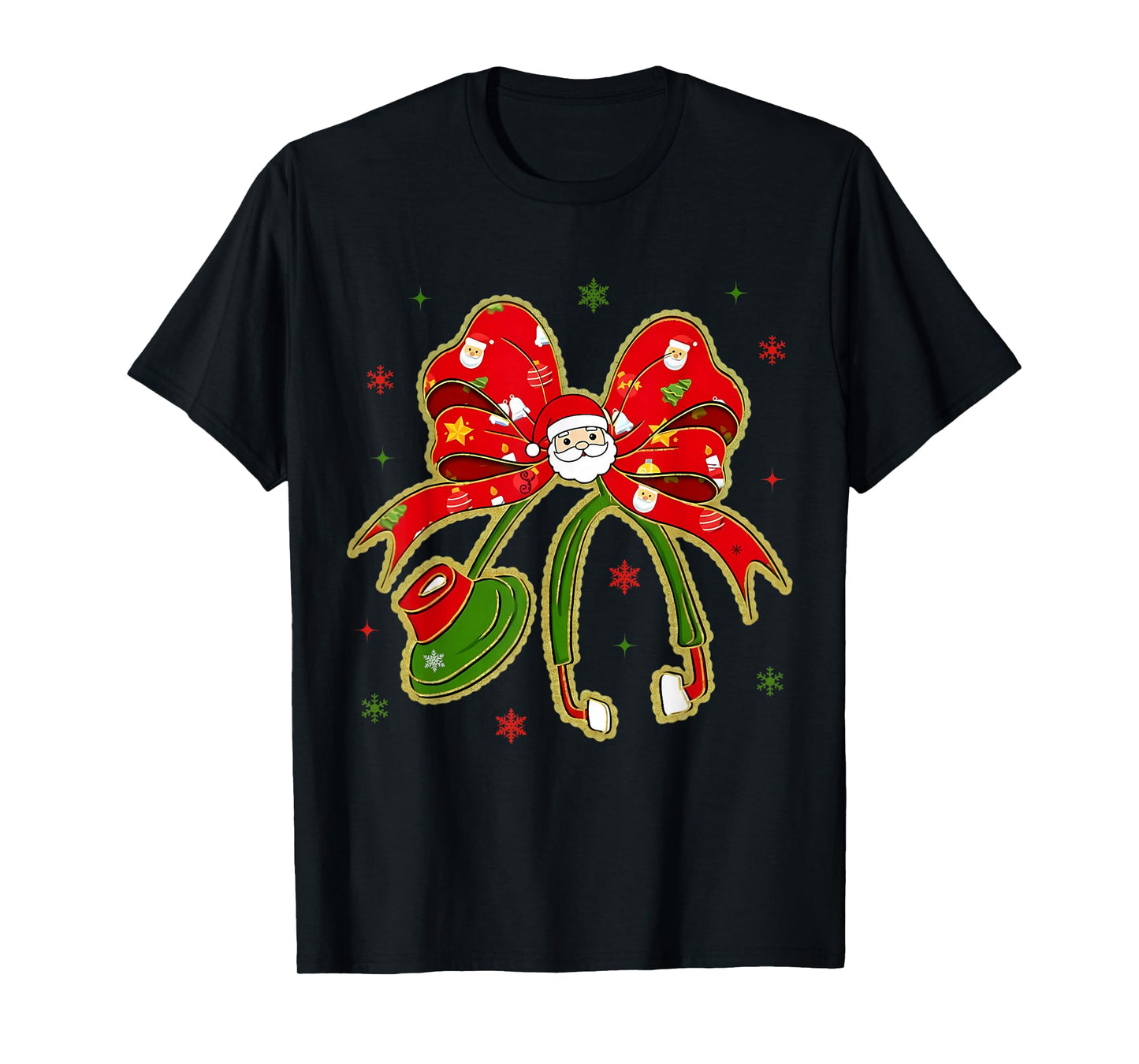 Nurse Christmas Stethoscope Nurses Xmas Pajamas Santa Women T-Shirt