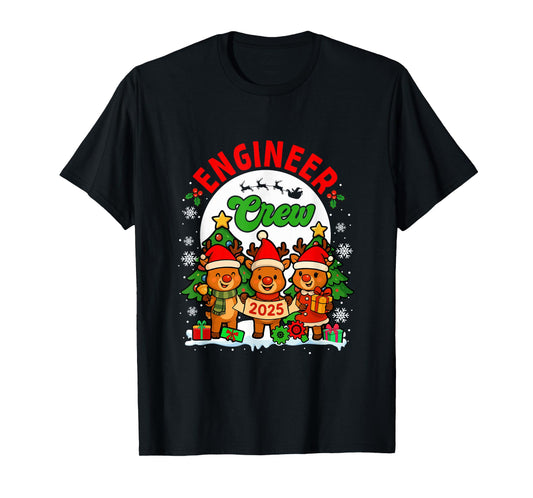 Engineer Crew 2025 Xmas Three Santa Reindeer Funny Job Team T-Shirt