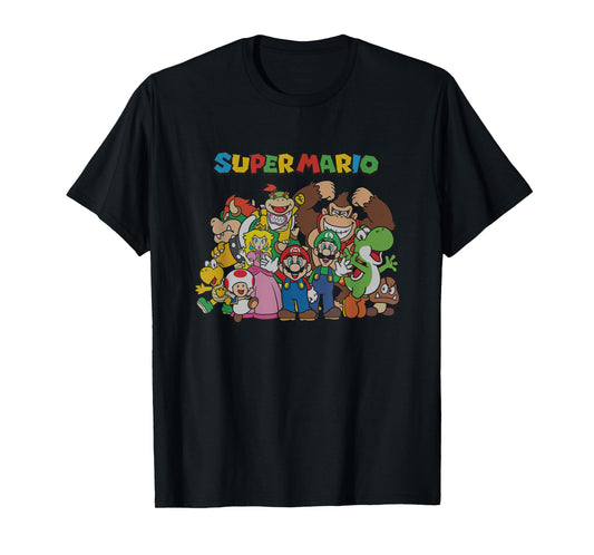 Super Mario Classic Character Line Up Group Shot T-Shirt