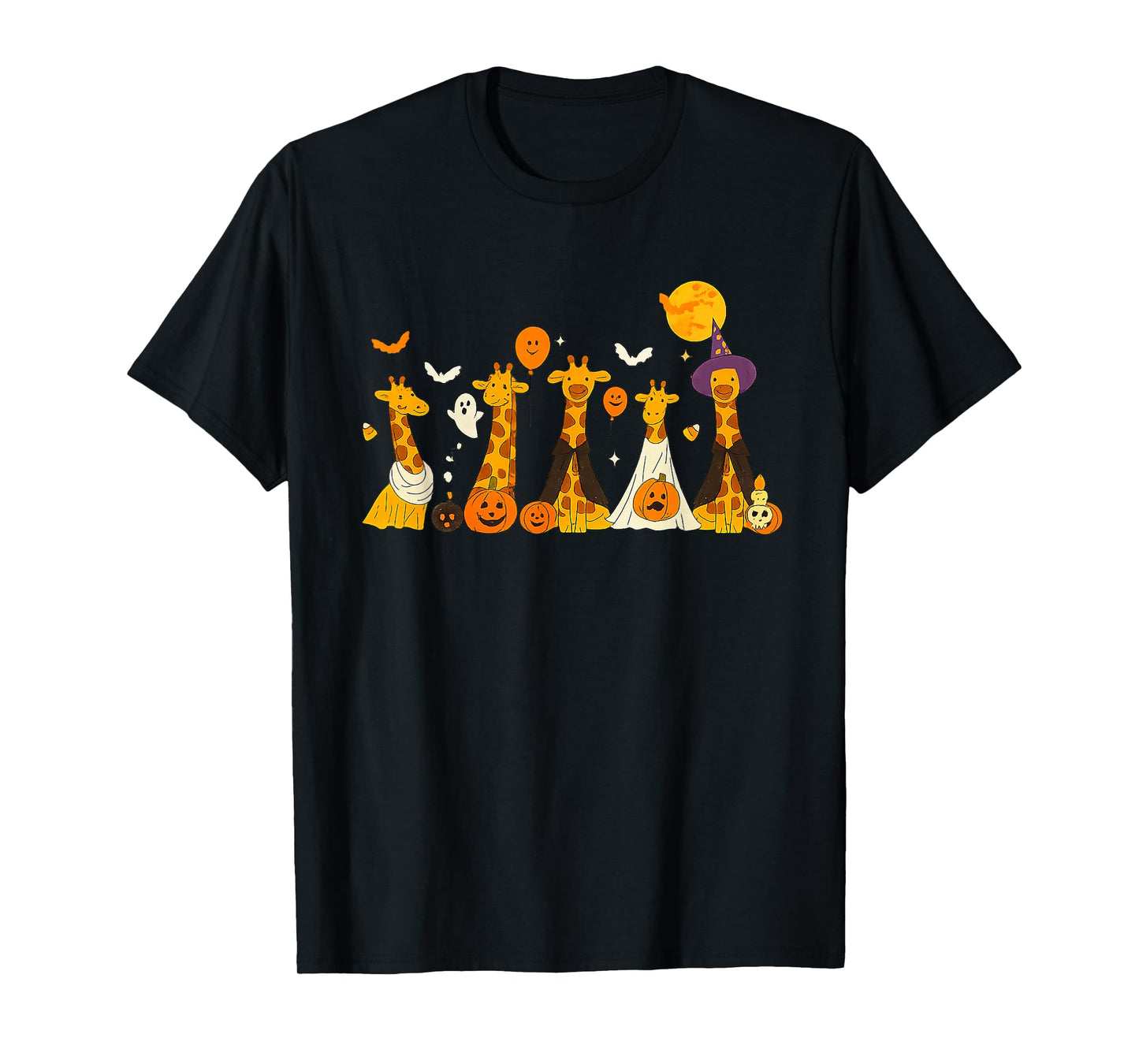 Giraffe Spooky Witch Boo Zombie Cute Halloween Boys Girls T-Shirt