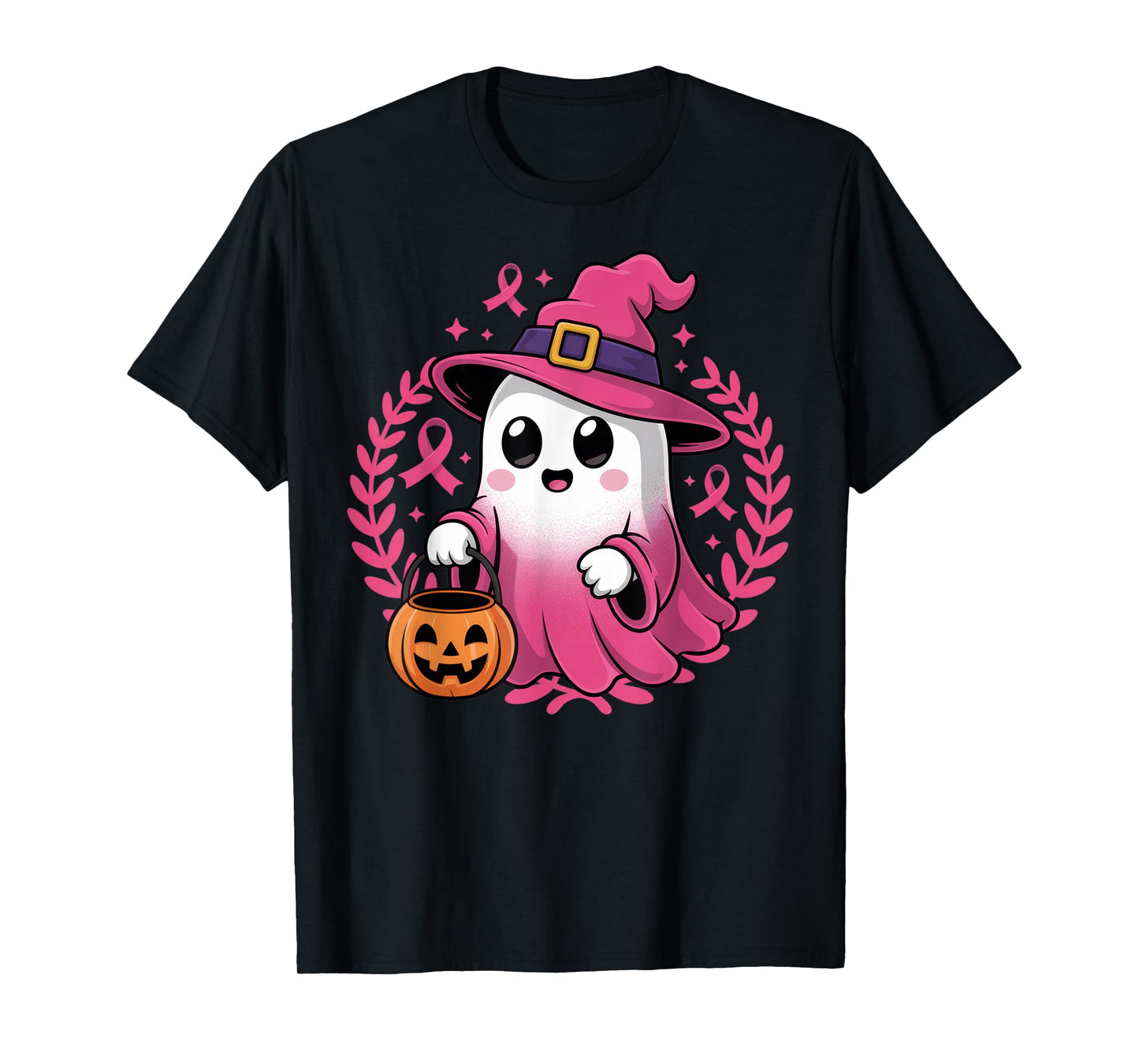 Cute Pink Ghost Witch for Breast Cancer Awareness and T-Shirt