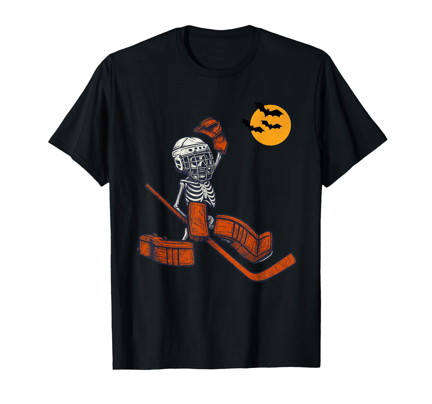 Vintage Halloween Skeleton Ice Hockey Funny Spooky Costume T-Shirt