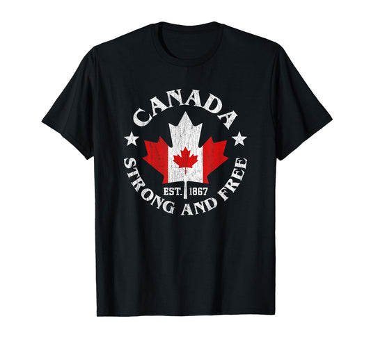 Canada Est 1867 Proud Canadian Vintage Maple Leaf Merch T-Shirt