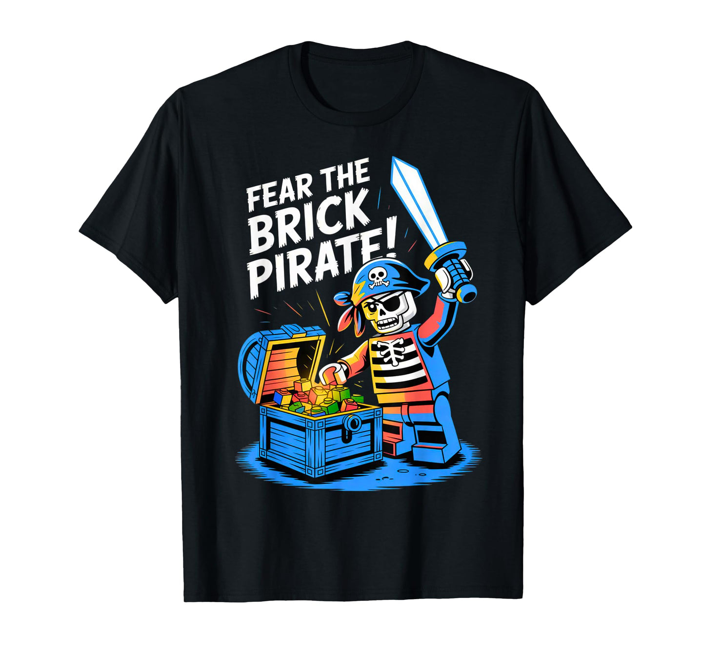 Halloween Bricks Pirate Skeleton Builder Blocks Building Toy T-Shirt