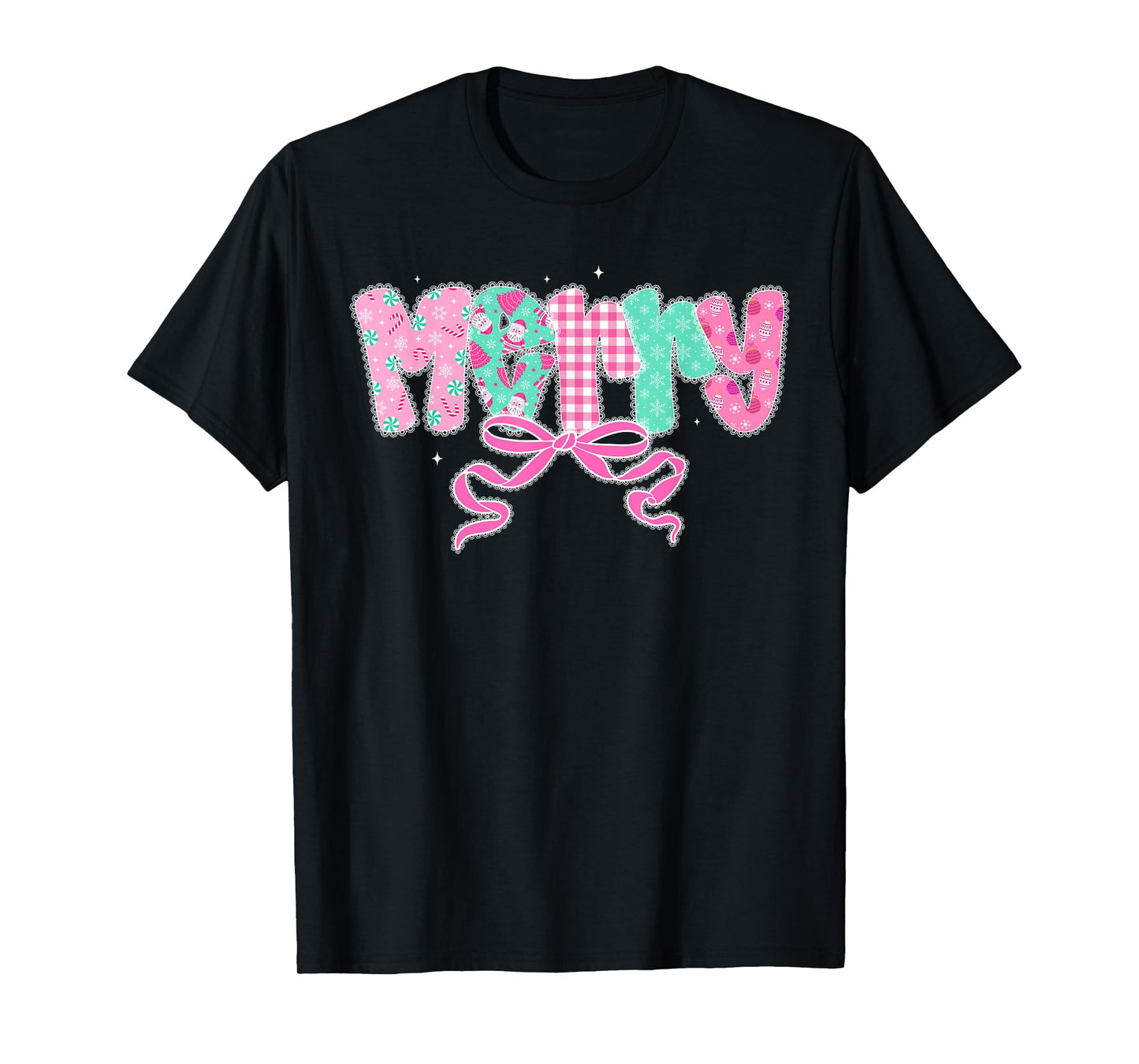 Preppy Coquette Merry Bow Vintage Retro Christmas T-Shirt