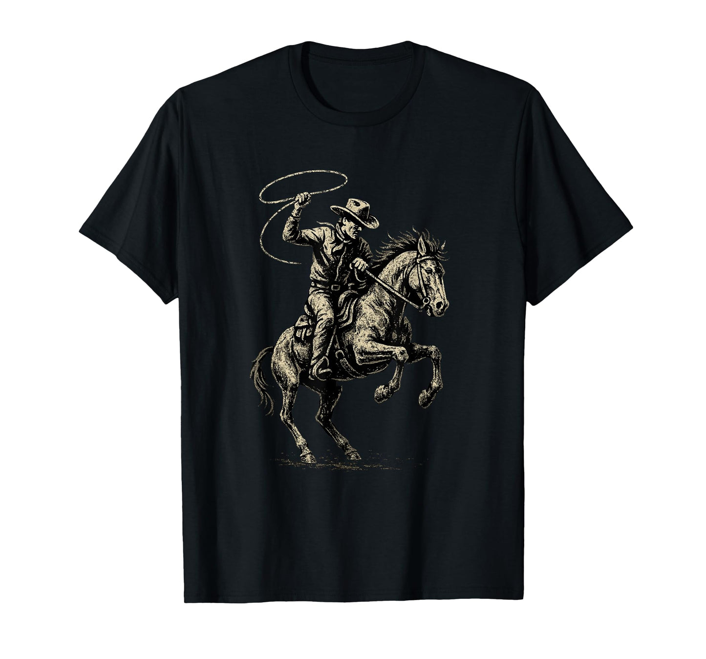 Wild West Rodeo cowboy Dark Western Horse Art T-Shirt