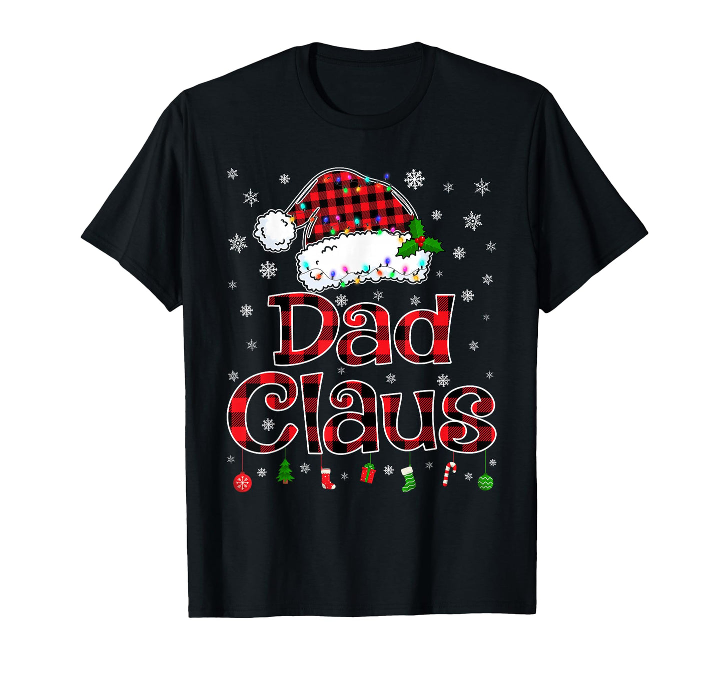 Dad Claus Christmas Lights Xmas Pajama Matching Family T-Shirt