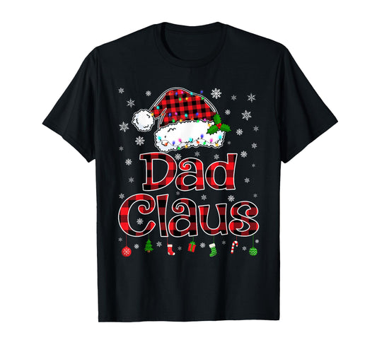 Dad Claus Christmas Lights Xmas Pajama Matching Family T-Shirt