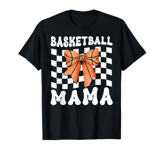 Basketball Mama Coquette Bow Game Day Funny Sports Lover Mom T-Shirt