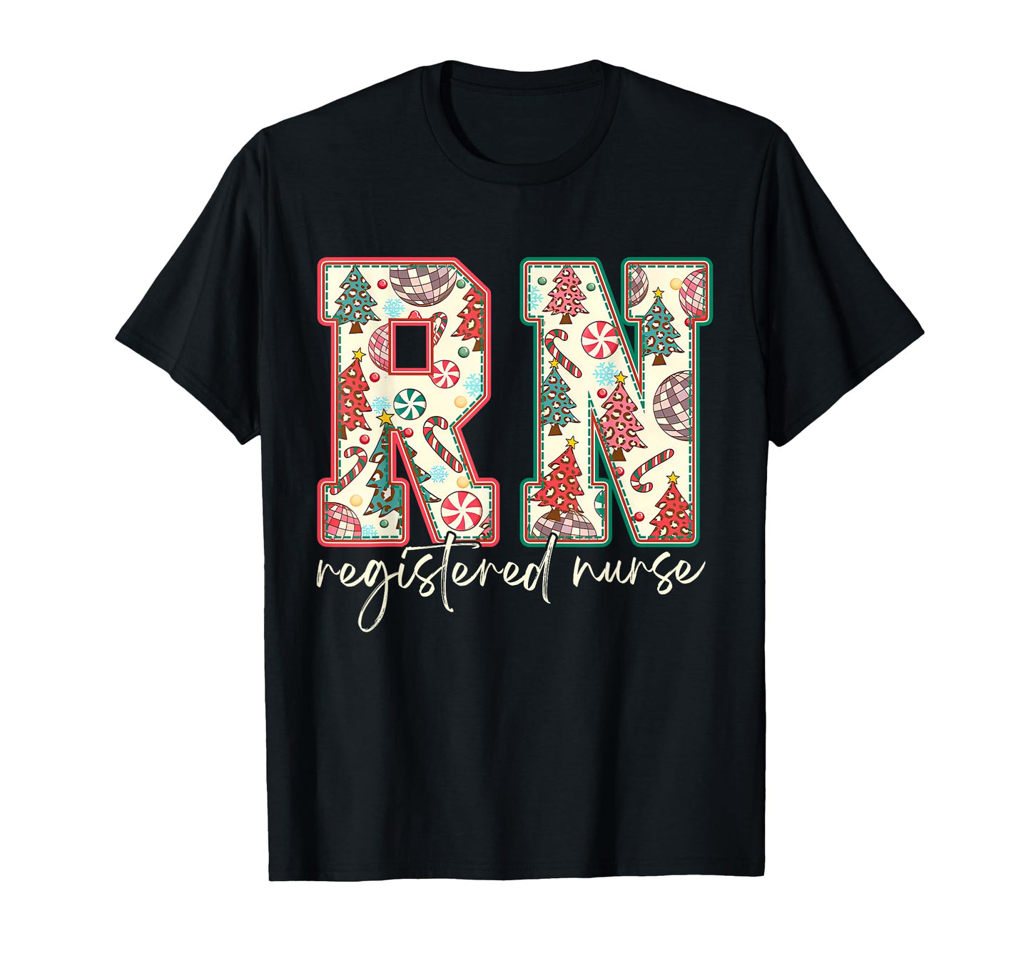 Vintage Christmas Tree Print Registered Nurse Nursing School T-Shirt
