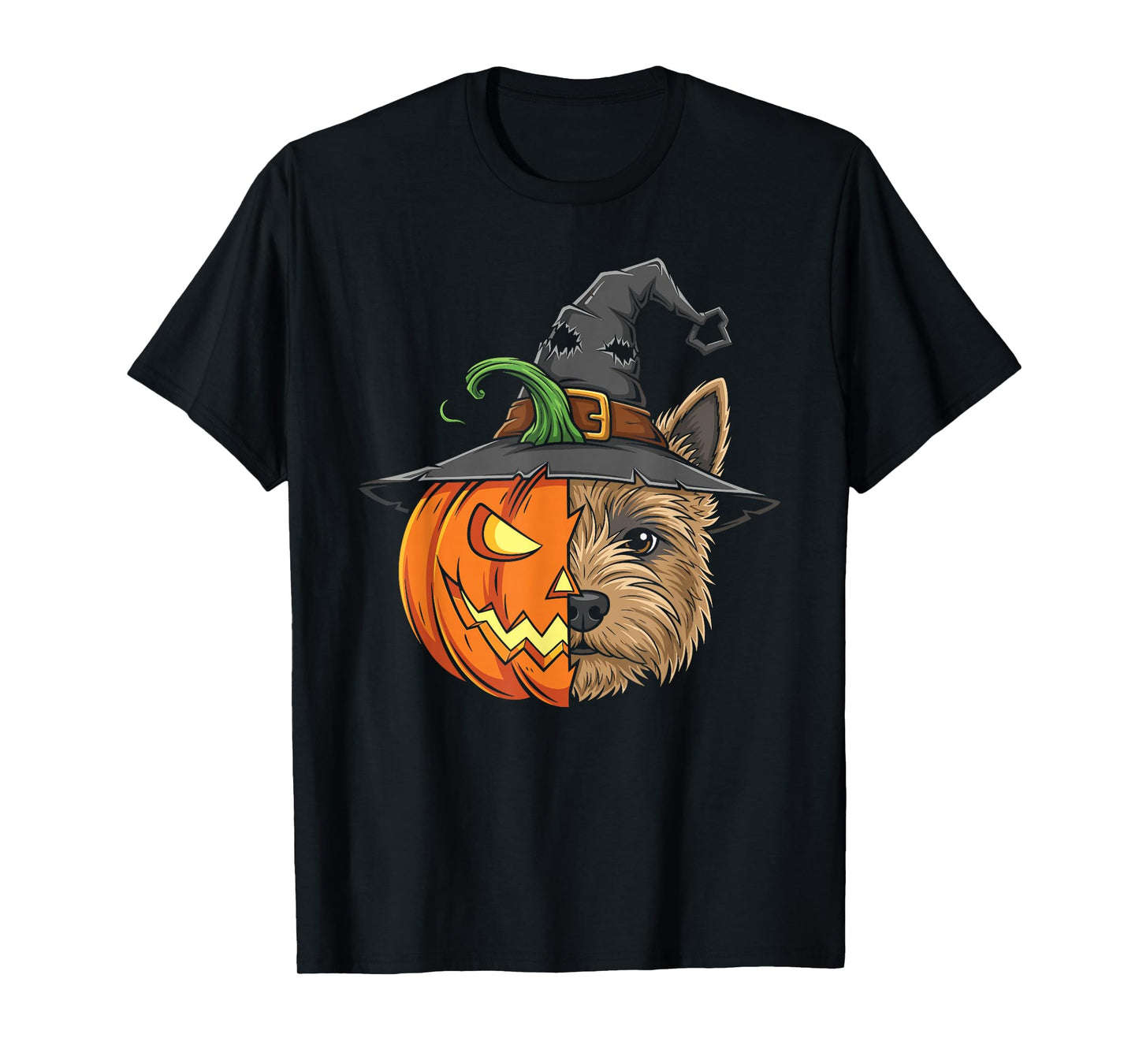 Cairn Terrier Pumpkin Jack O Lantern Halloween Mens Womens T-Shirt