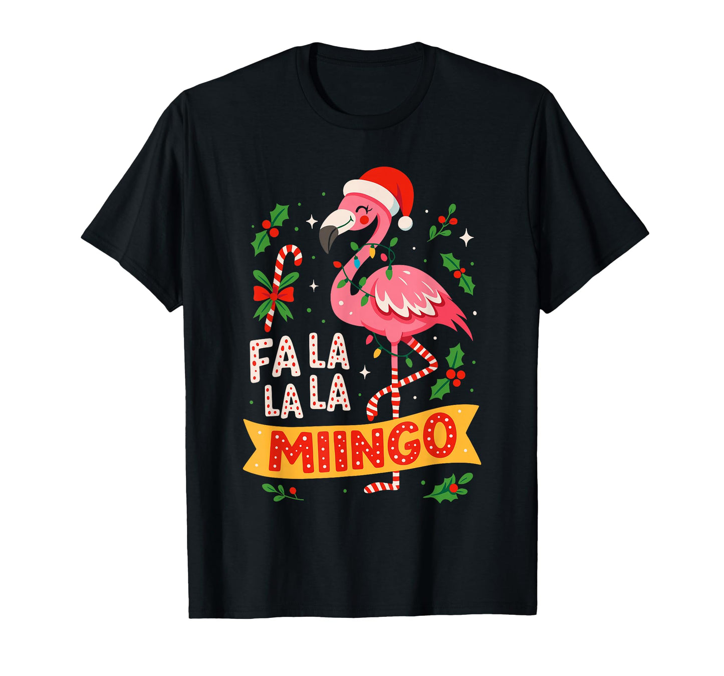 Flamingo Christmas Shirt for Women, Funny FA La La Mingo T-Shirt
