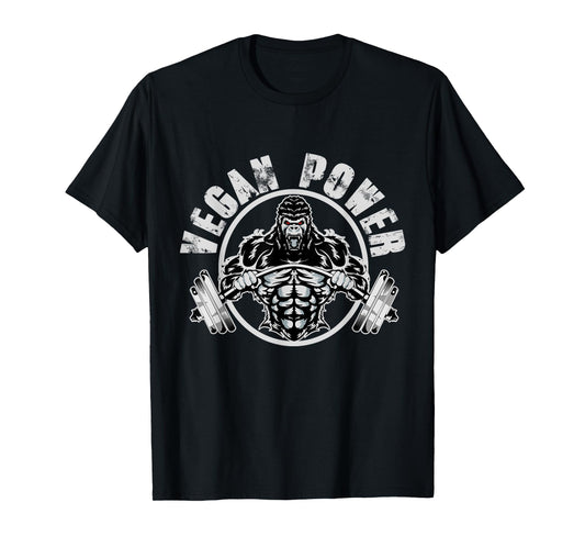 Vegan Power - Vegan Muscle Gorilla Bodybuilder Workout T-Shirt