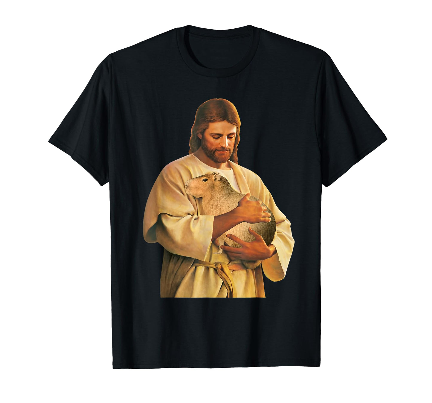 Funny Meme Capybara Lover Cute Jesus Holding Capybara Joke T-Shirt
