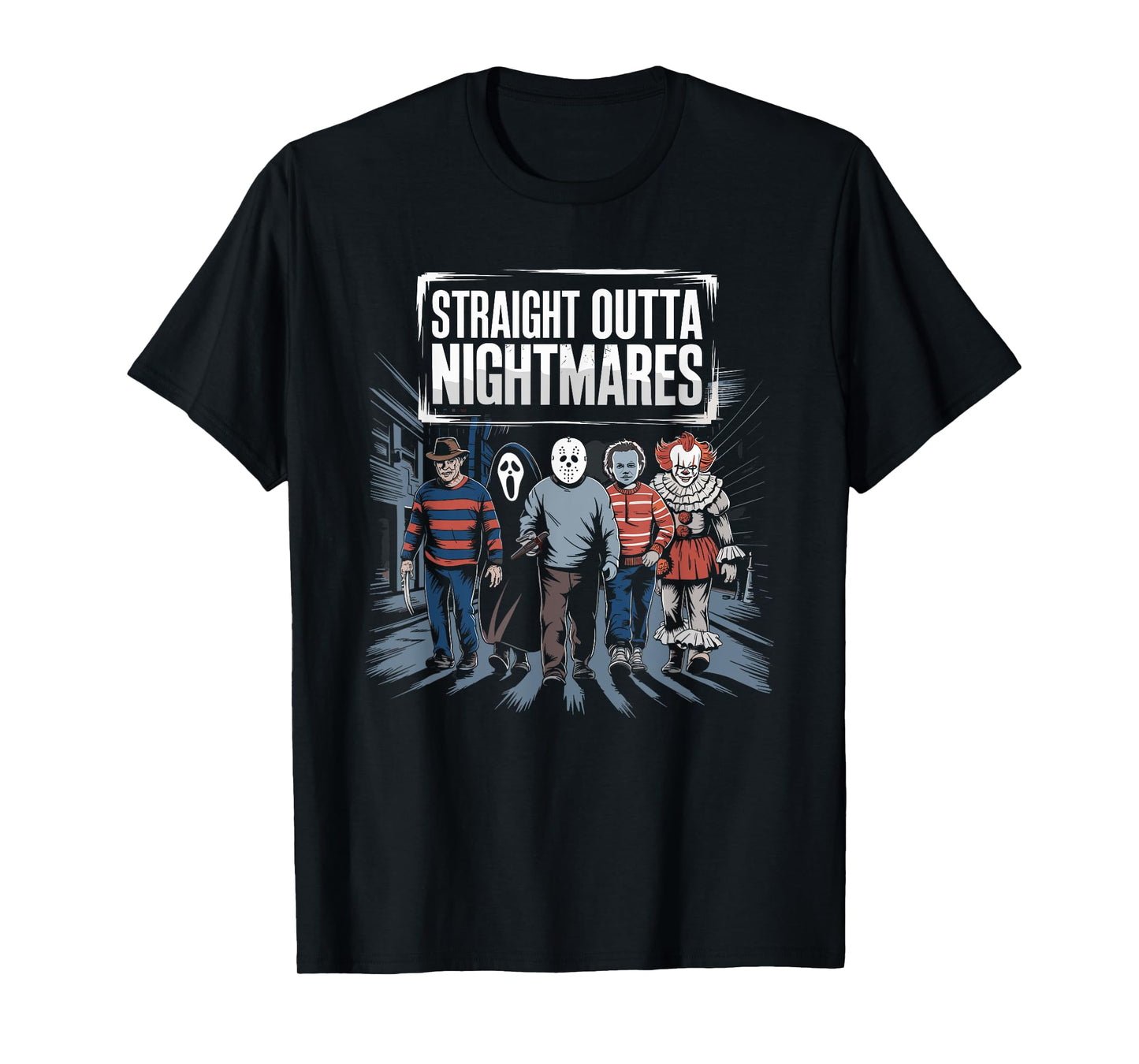 Vintage Horror Halloween Scary Straight Outta Nightmares T-Shirt