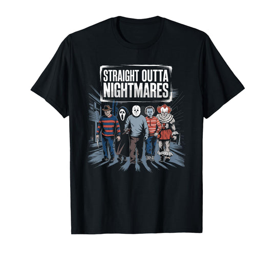 Vintage Horror Halloween Scary Straight Outta Nightmares T-Shirt