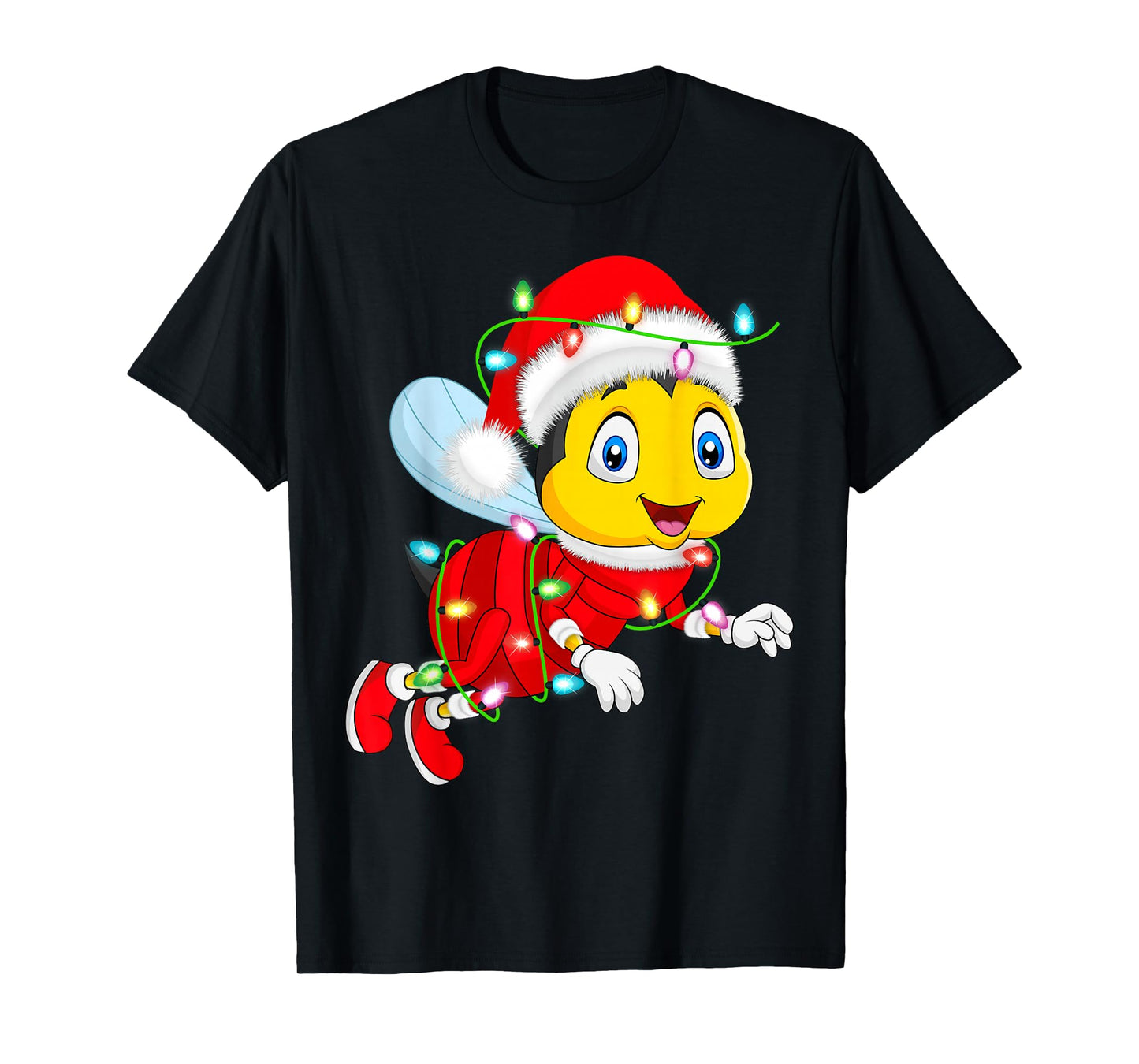 Honey Bees Christmas Lights Santa Costume Cute Animal Xmas T-Shirt