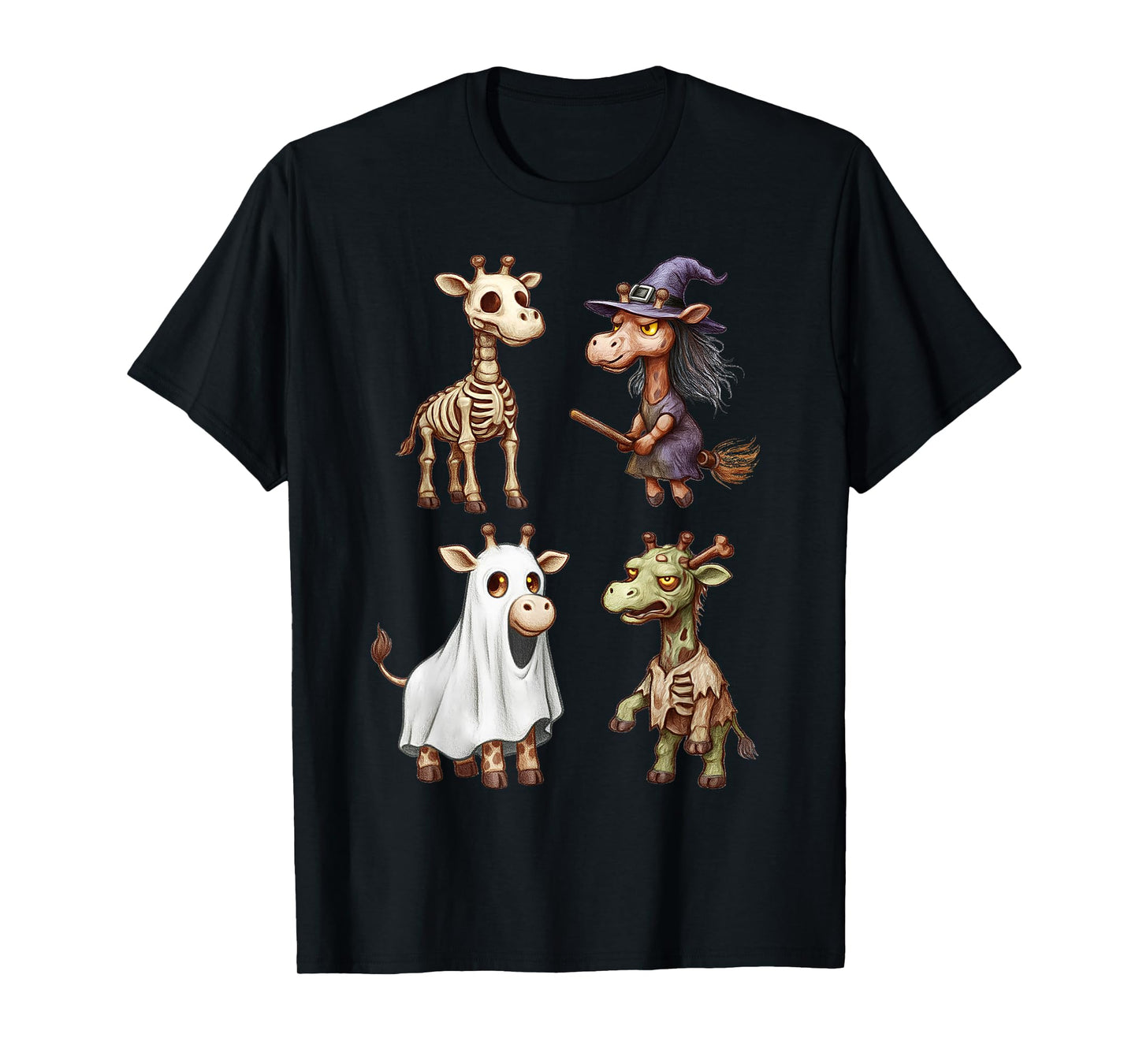 Giraffe Boo Zombie Witch Halloween Costume Women T-Shirt