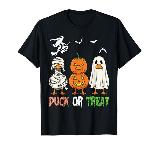Duck Or Treat Halloween Witch Ghost Pumpkin Ducks Costume T-Shirt