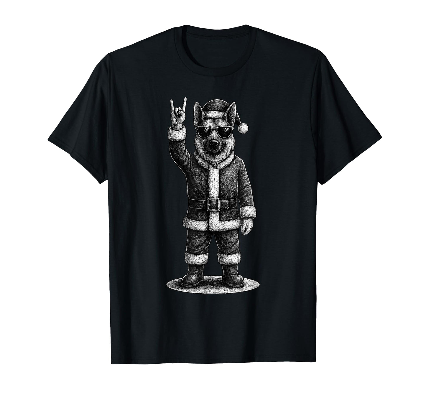 German Shepherd Rock Music Christmas Dog Lover T-Shirt