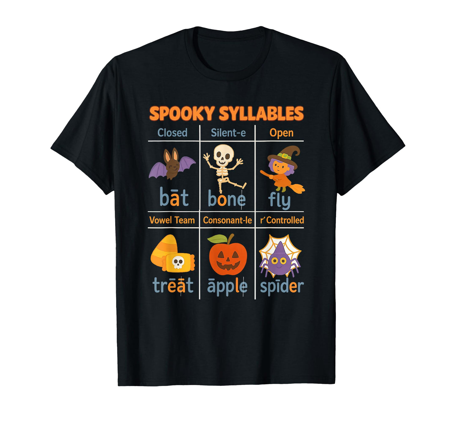 Spooky Syllables Teacher Funny Halloween Educational Kids T-Shirt