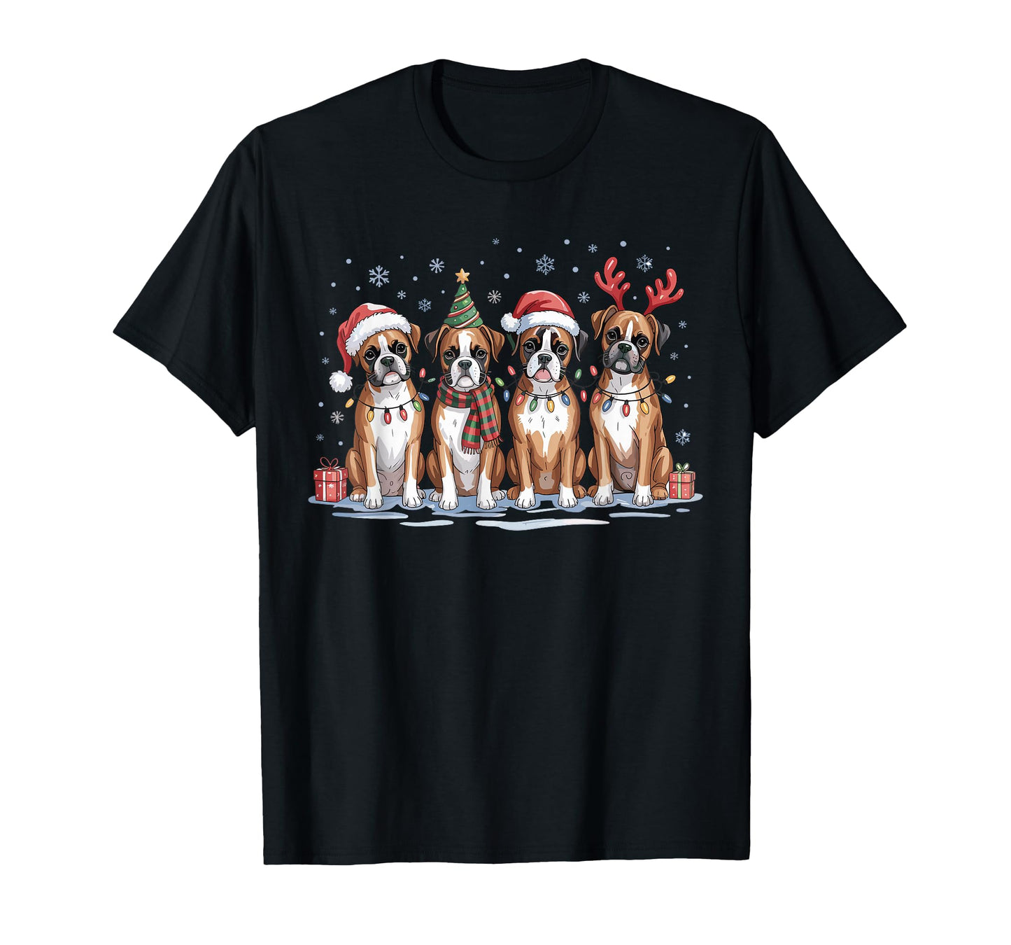 Cute Boxer Christmas Puppies Dog Lovers Funny Holiday Pajama T-Shirt