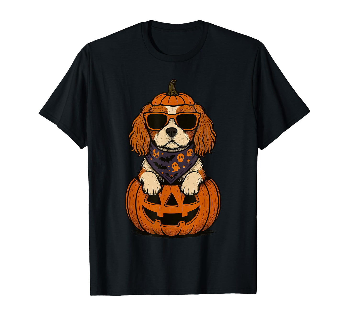 Spooky Cavalier King Charles Spaniel Pumpkin Halloween T-Shirt