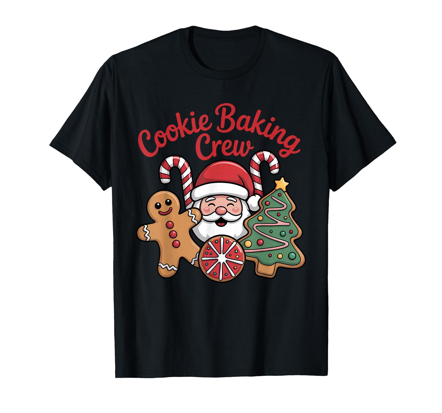 Cute Cookie Baking Crew Santa Gingerbread Man Women Kids T-Shirt