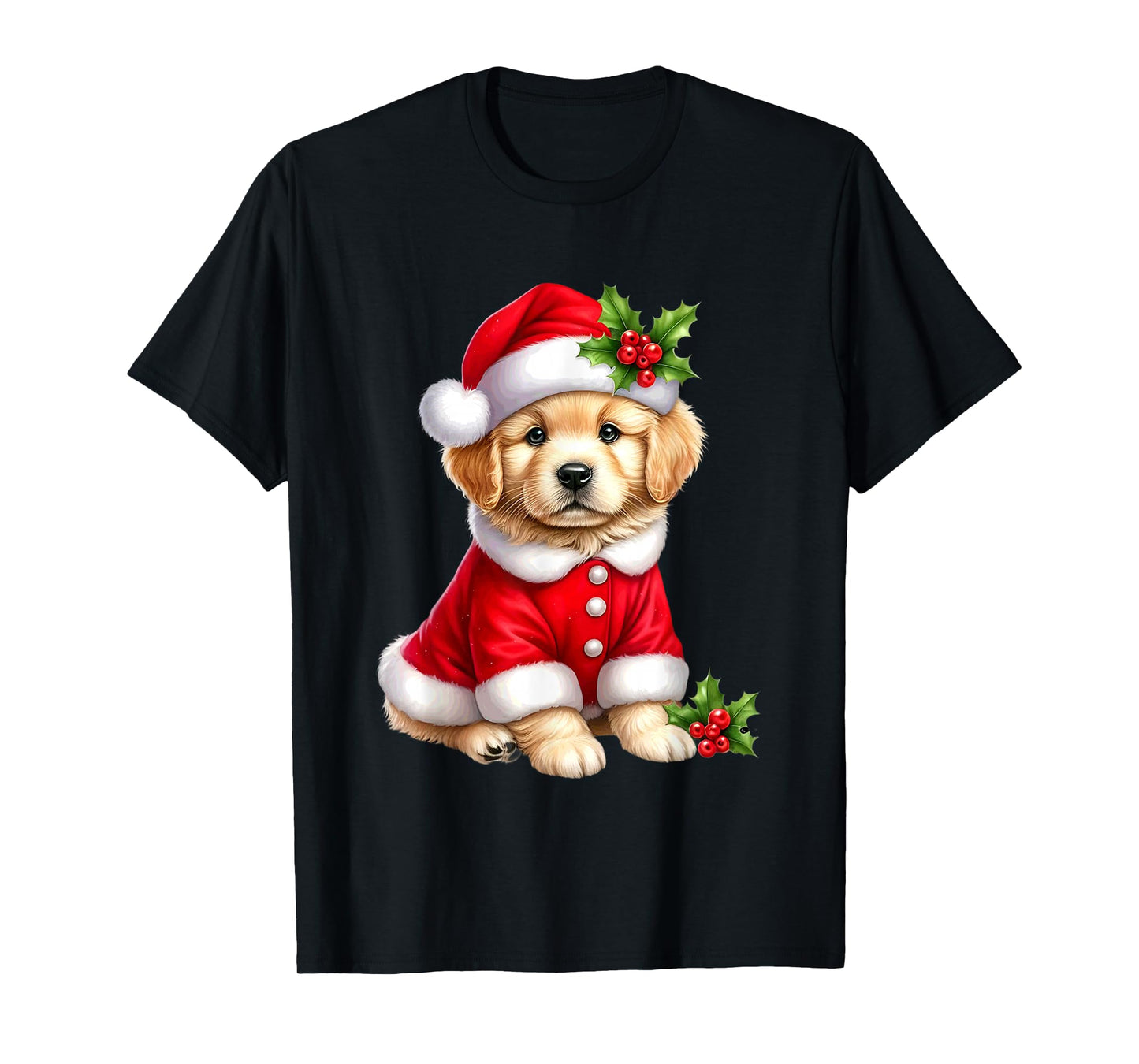 Christmas Golden Retriever Puppy Santa T-Shirt