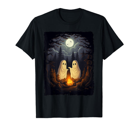 Vintage Ghost Camping Campfire Gothic Halloween Men Women T-Shirt