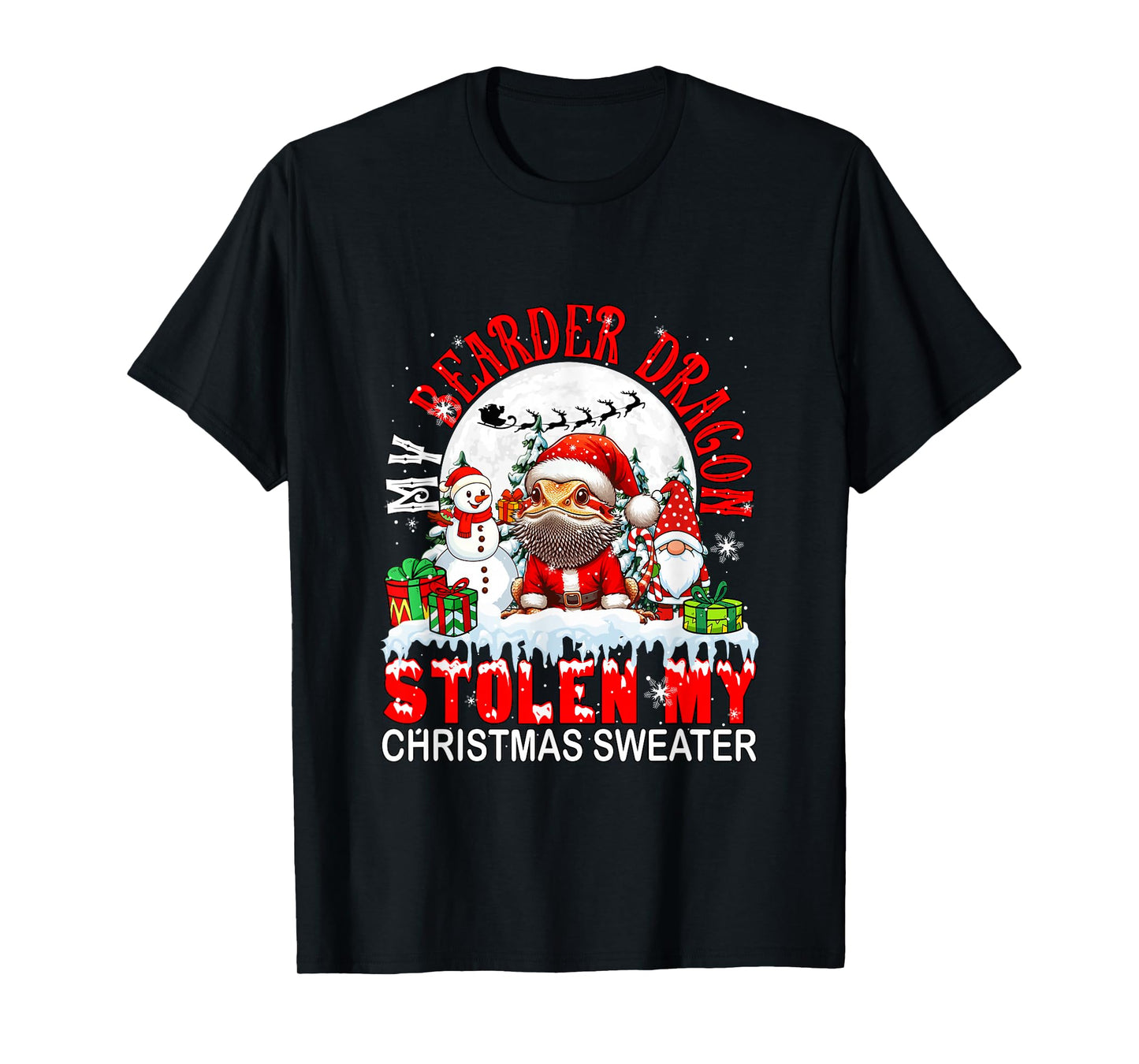 My Bearder Dragon Stolen My Christmas Sweater Santa Dog T-Shirt