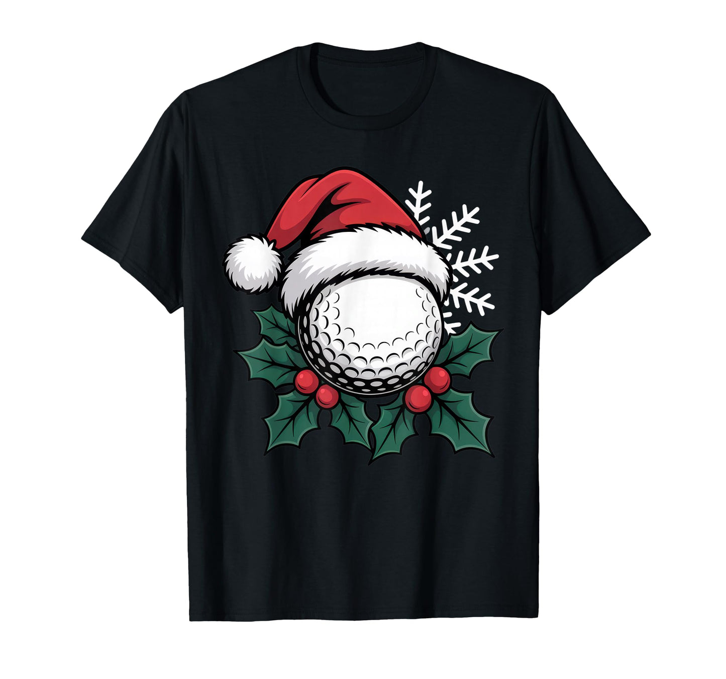 Santa Golf Ball for Festive Golf Lovers in Christmas Holiday T-Shirt
