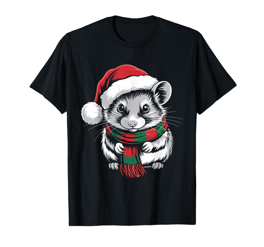 Dormouse Xmas Santa Hat Scarf Christmas Costume T-Shirt