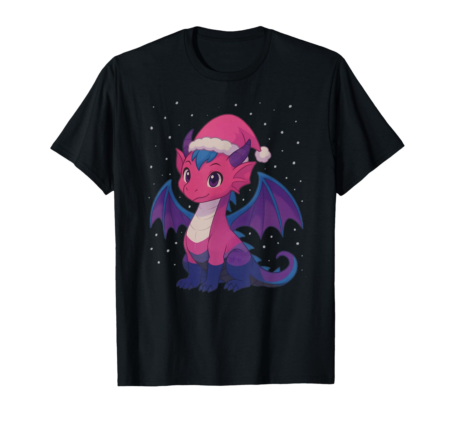 Anime Baby Dragon Christmas Santa Genderfluid Pride Colors T-Shirt