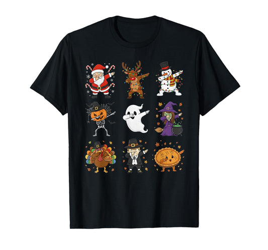 Dabbing Holiday Crew: Funny Thanksgiving Halloween Christmas T-Shirt