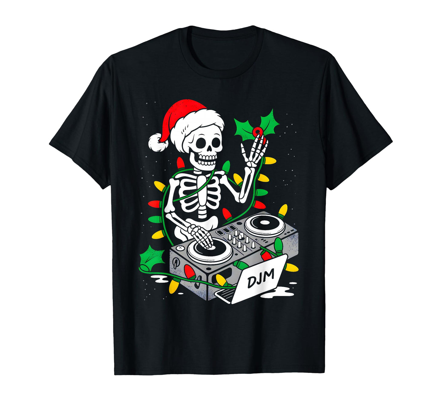 Xmas Santa Skeleton Playing Dj Funny Christmas Boys Kids T-Shirt