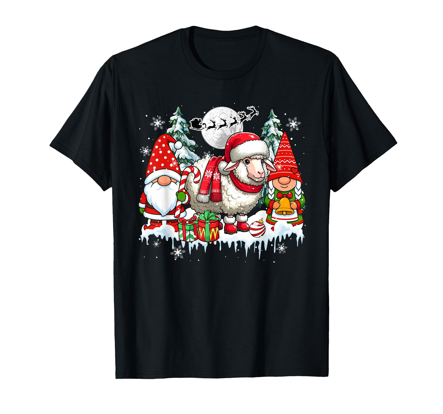 Couple Gnomes Santa Sheep Christmas Trees Farmer Family Kids T-Shirt